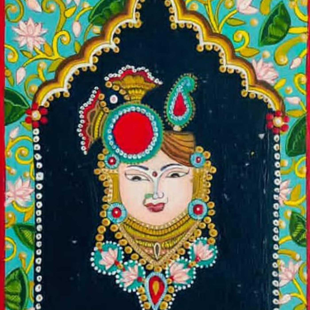 5.7 X 7.8 Inch | Handmade Paper Shree Nathji Painting