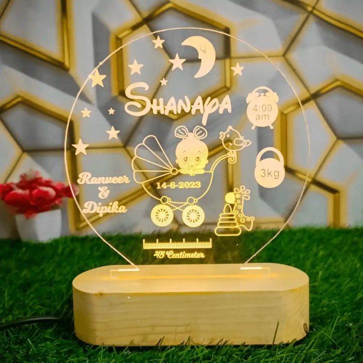 Personalized Engraved Baby Theme Acrylic Table Lamp