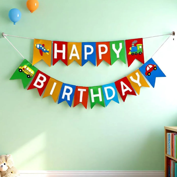 Handmade Vehicle Theme Felt Happy Birthday Bunting