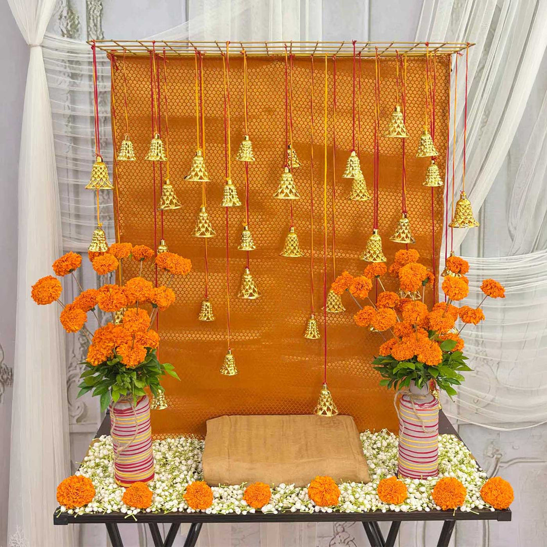 Reusable Drape for Pooja Backdrop Stand, Ready-to-Hang with Buttons, Available in 6 Colours