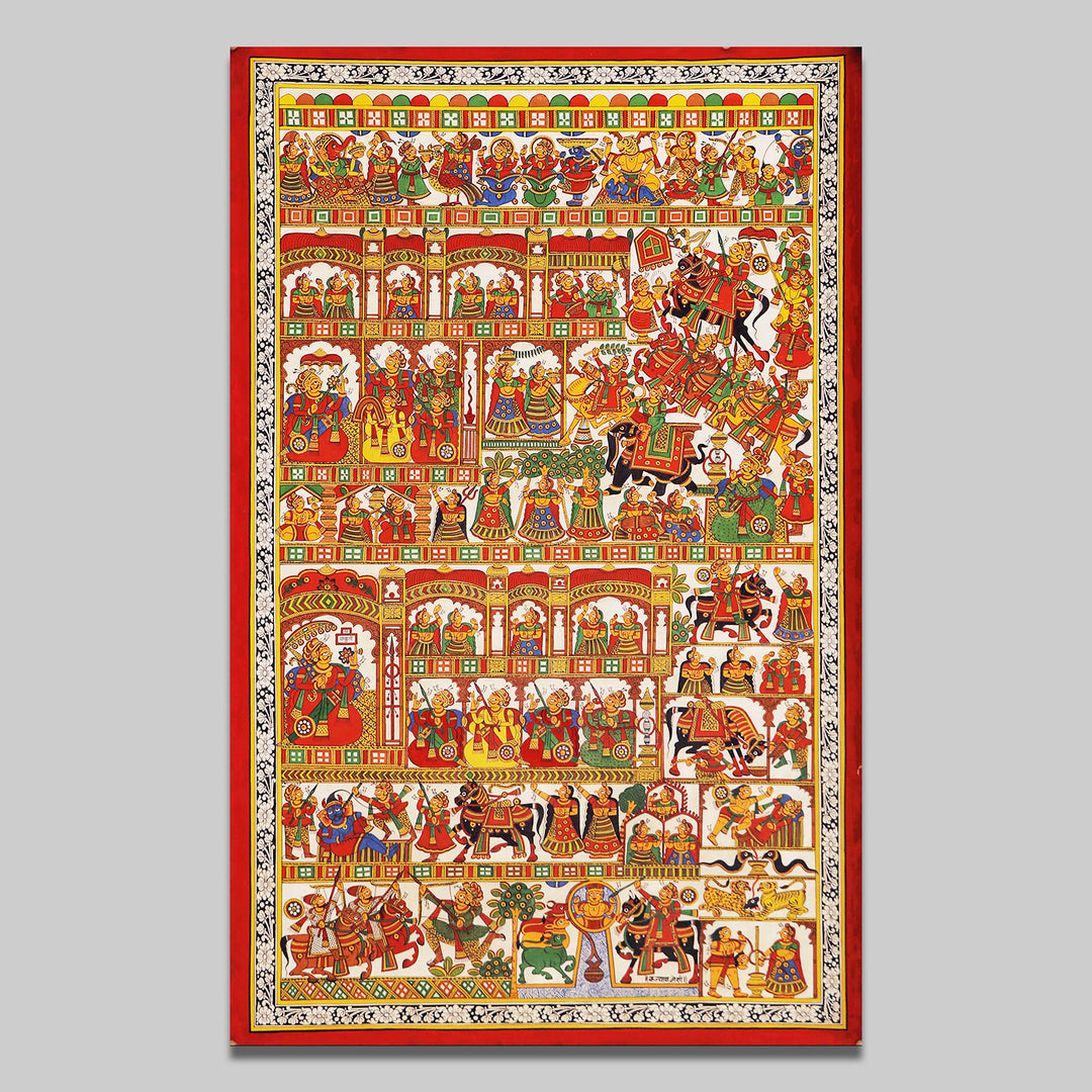 48 X 30 Inch | Story of Pabuji Paper Phad Painting