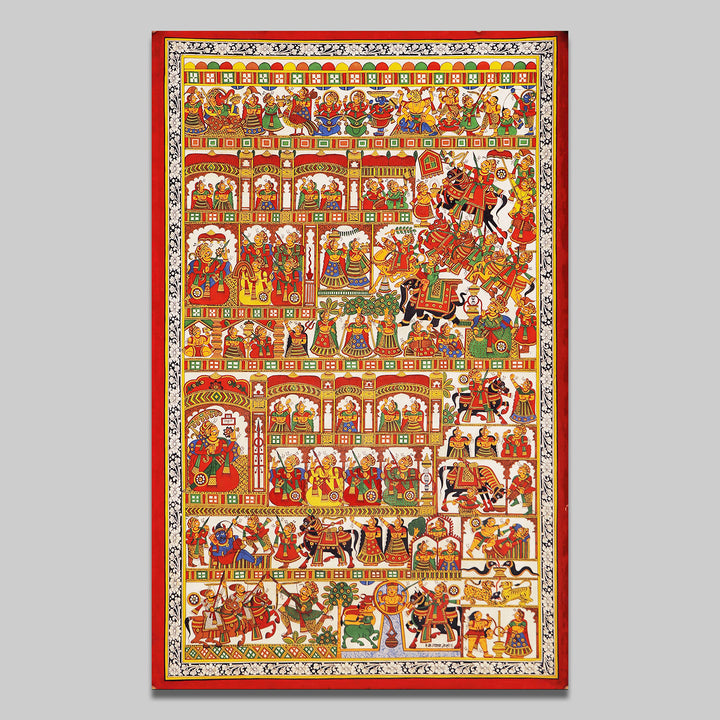 48 X 30 Inch | Story of Pabuji Paper Phad Painting