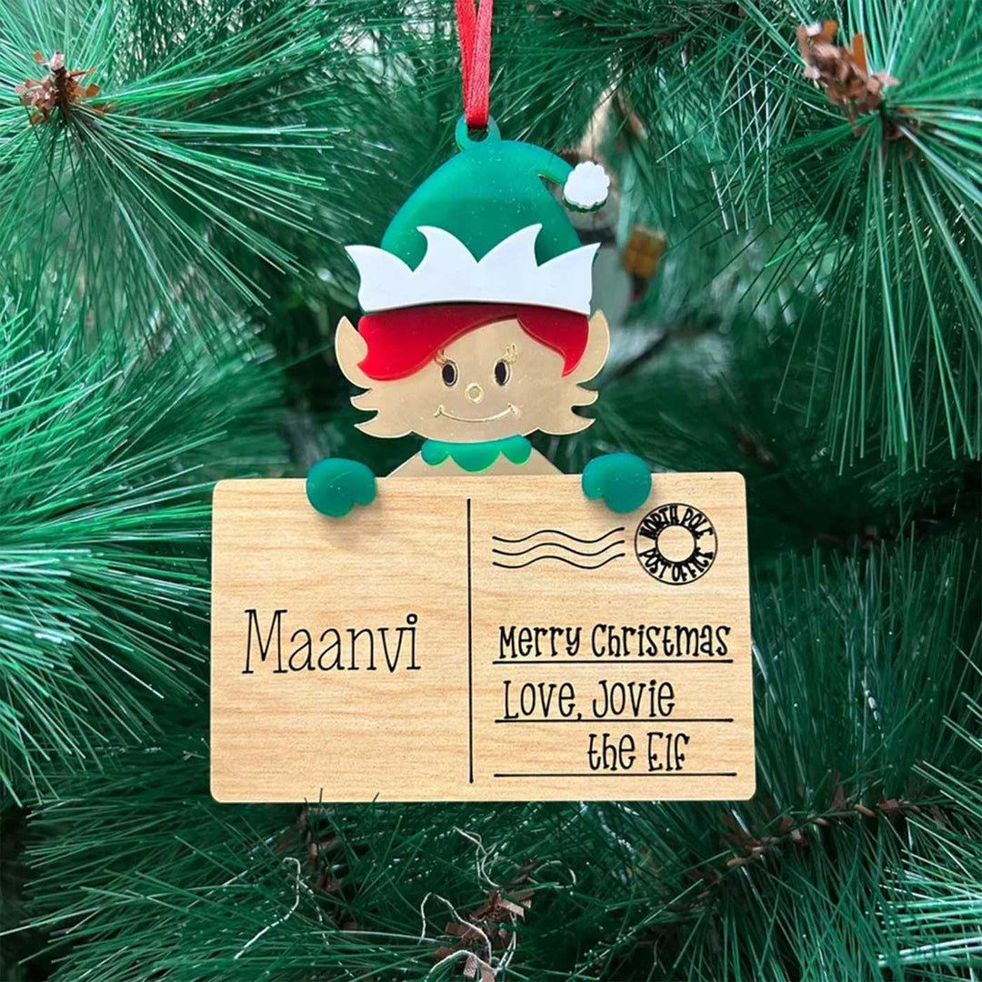 Personalized Post Card Mdf Wood Ornaments For Christmas Tree Decoration