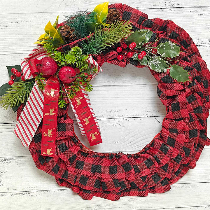 Handmade Plaid Charm Holiday Cotton Wreath