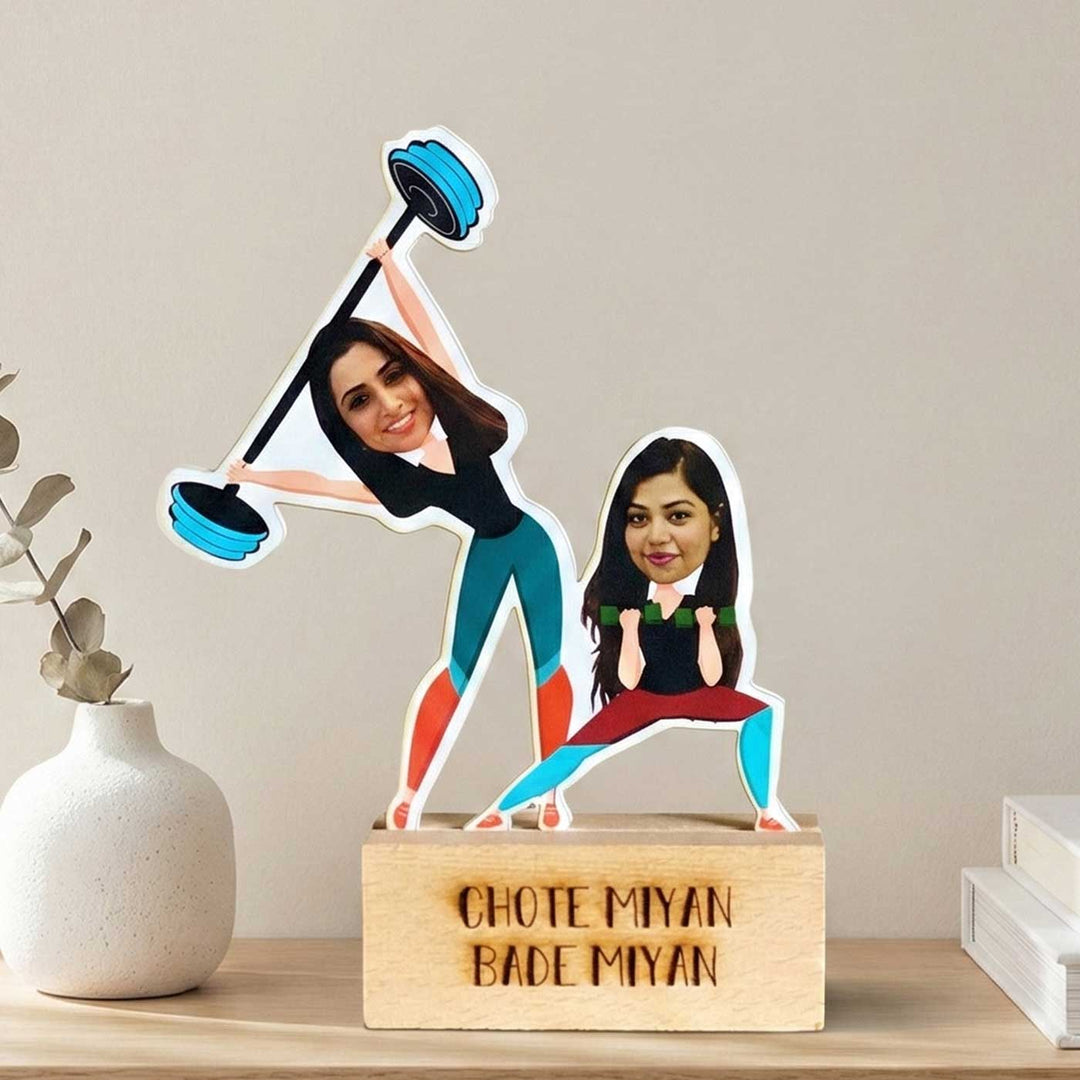 Photo Personalized Gym Girlfriends Acrylic Caricature Cutout