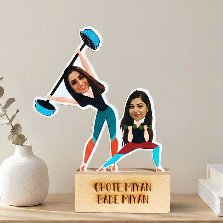 Photo Personalized Gym Girlfriends Acrylic Caricature Cutout