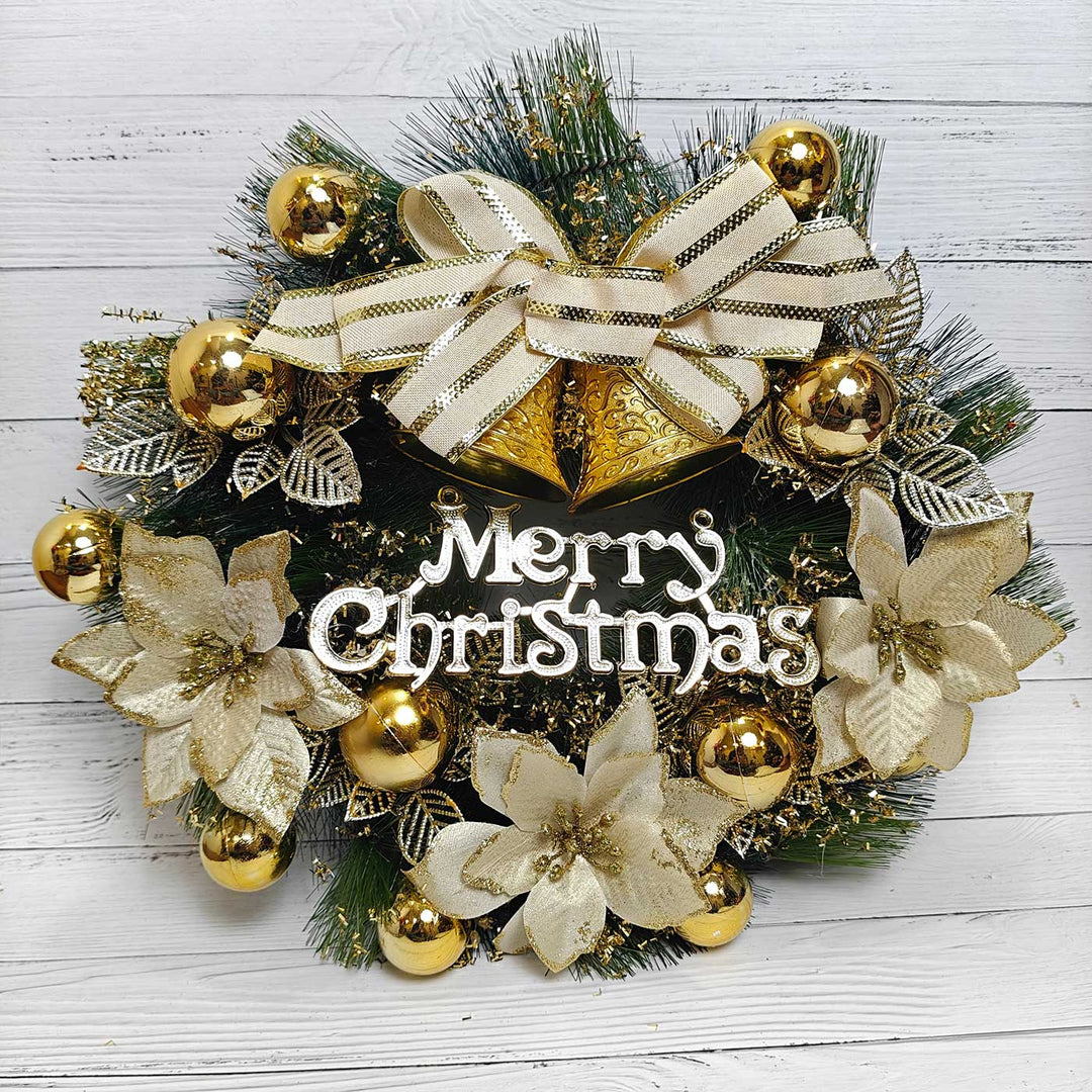 Handmade Golden Grace Plastic Wreath