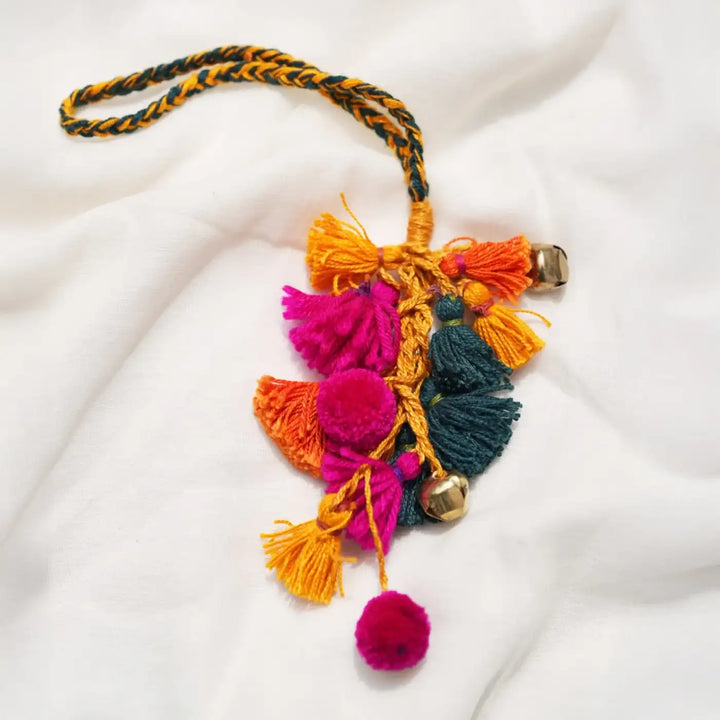 1 pc Lumba + Brass Thali Set | Premium Nakhrewali Multicolour Lumba with Roli Chawal