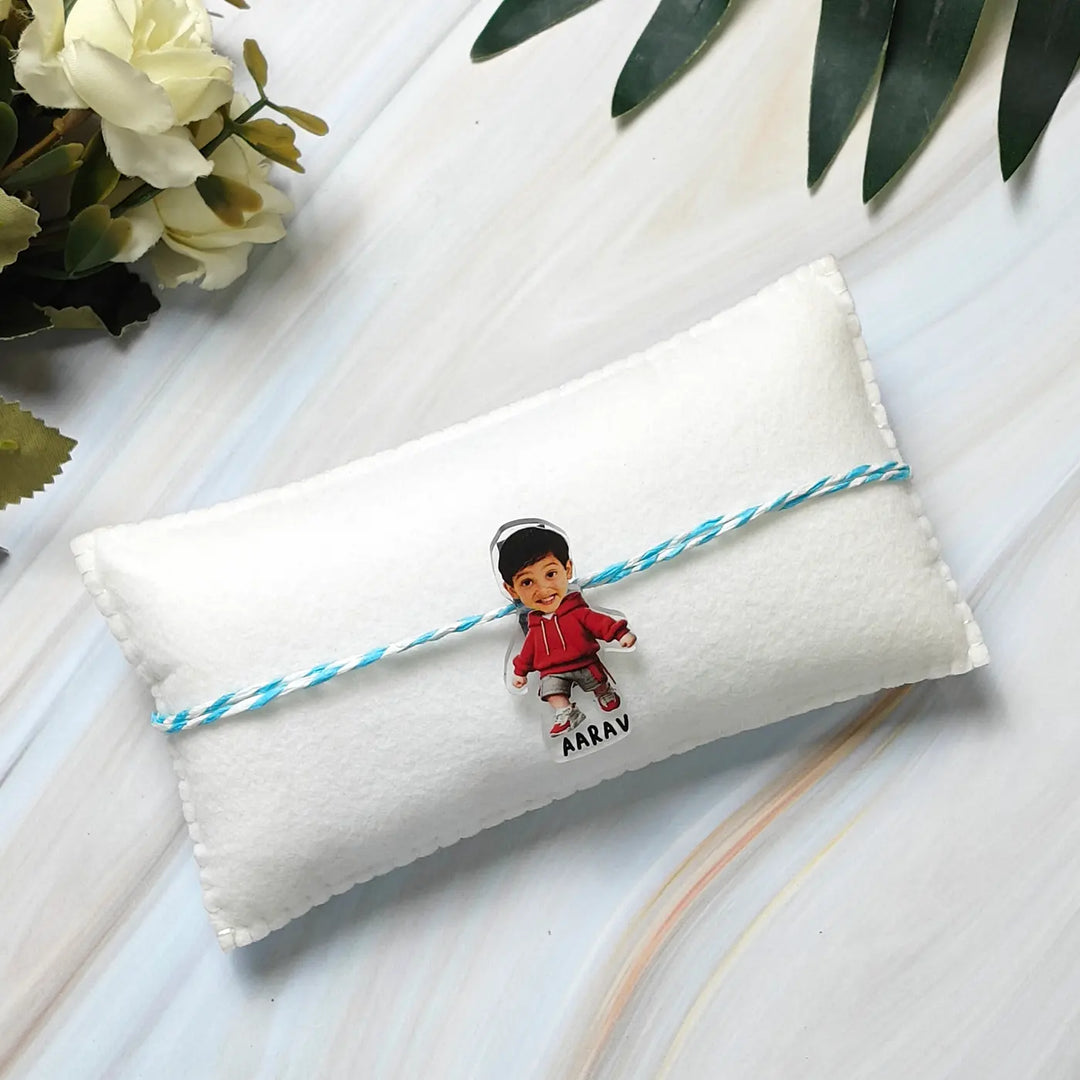 Photo Personalized Reusable Caricature Cool Bro Acrylic Kids Rakhi
