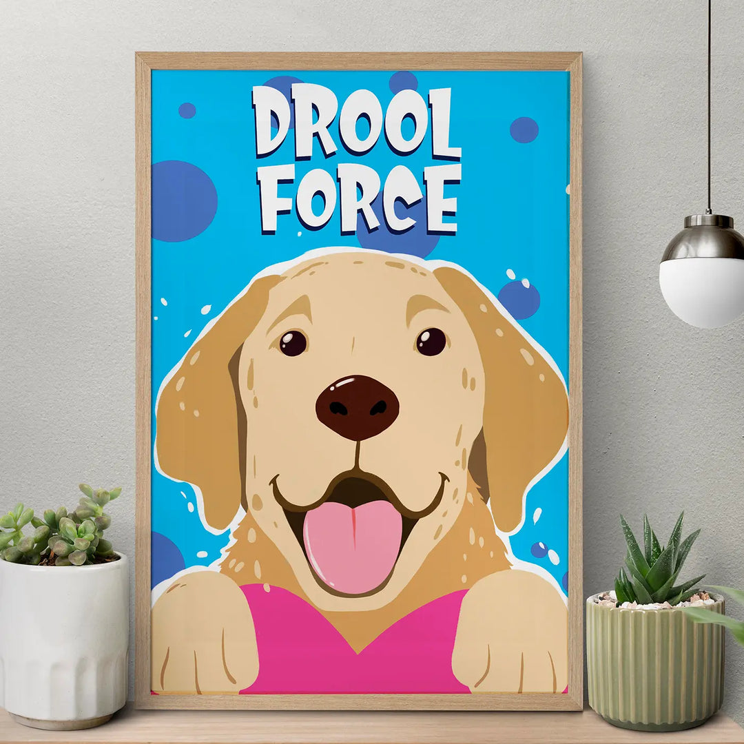 Labrador Drool Force Quirky Comic Style Printed Wall Art | 13x19 Inch | Unframed