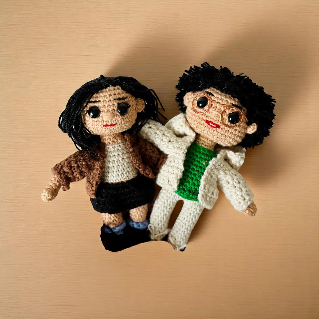 Photo Personalized Handmade Crochet Cotton Replica Doll | Set Of 2