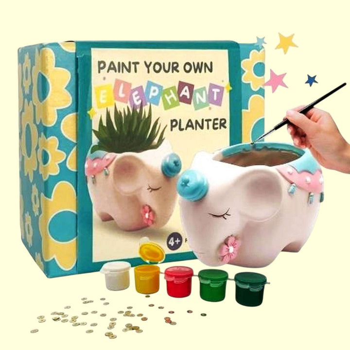 Paint Your Own Elephant Theme Ceramic Planter DIY Kit