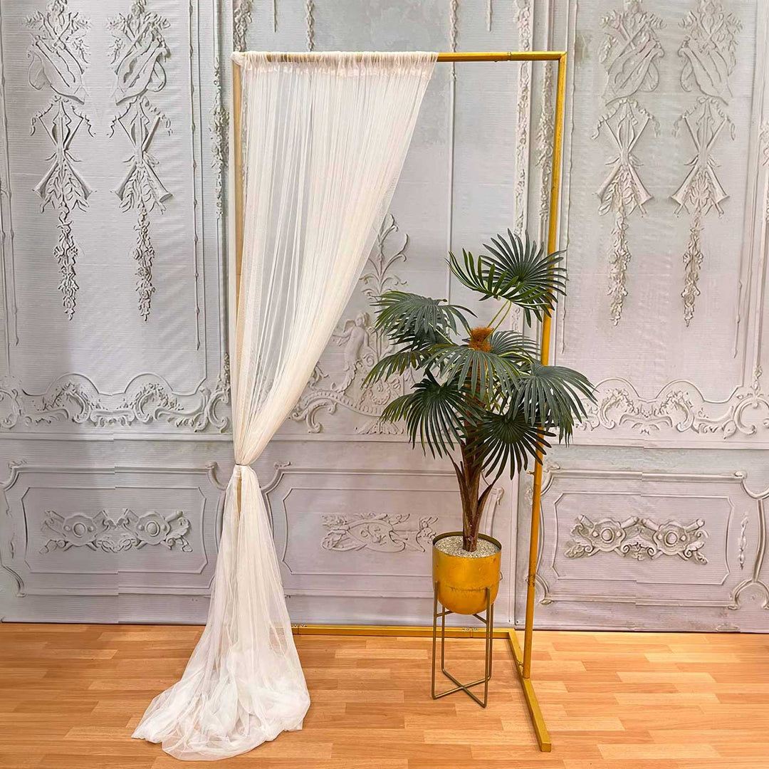 Reusable White Flowy Net Backdrop Drape, Ready-to-Hang for Pooja & Photoshoot Decor