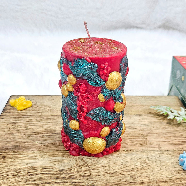 Handmade Red Pillar Soy Wax Candle