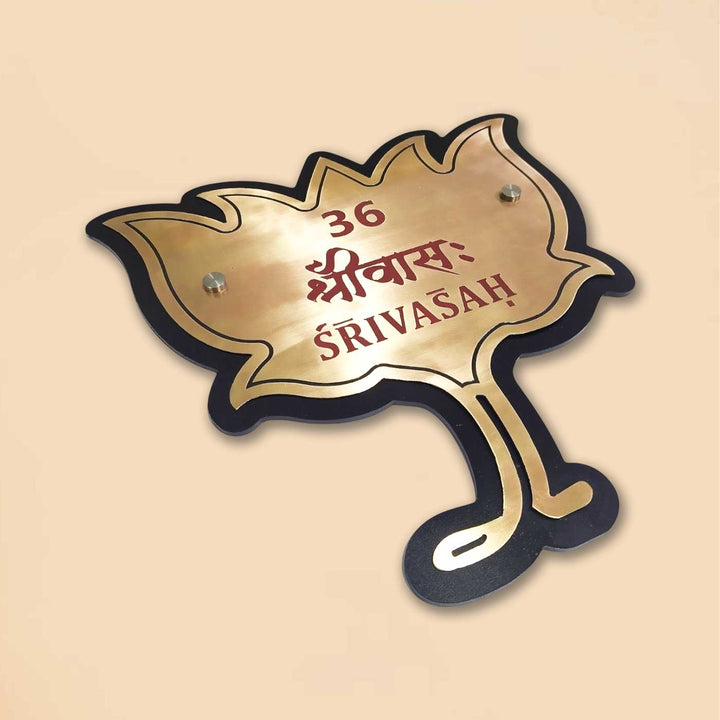 Personalized Engraved Lotus Shaped Copper Stainless Steel Name Plate