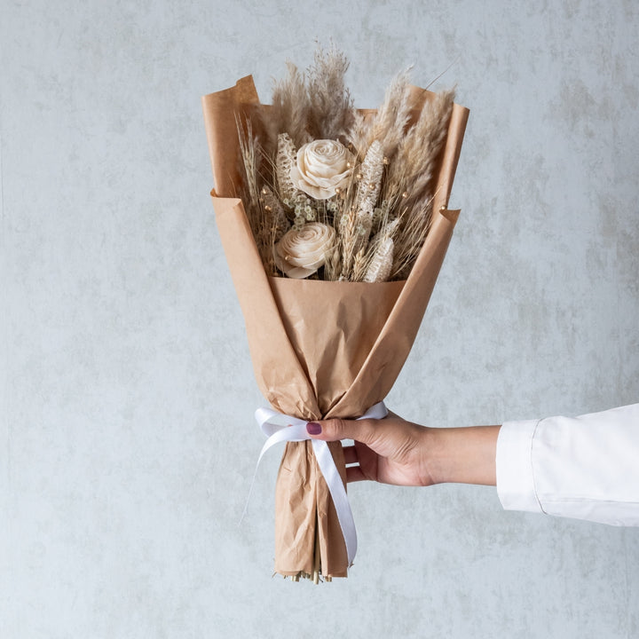 Handmade Ivory White Dream Dried Flower Bouquet