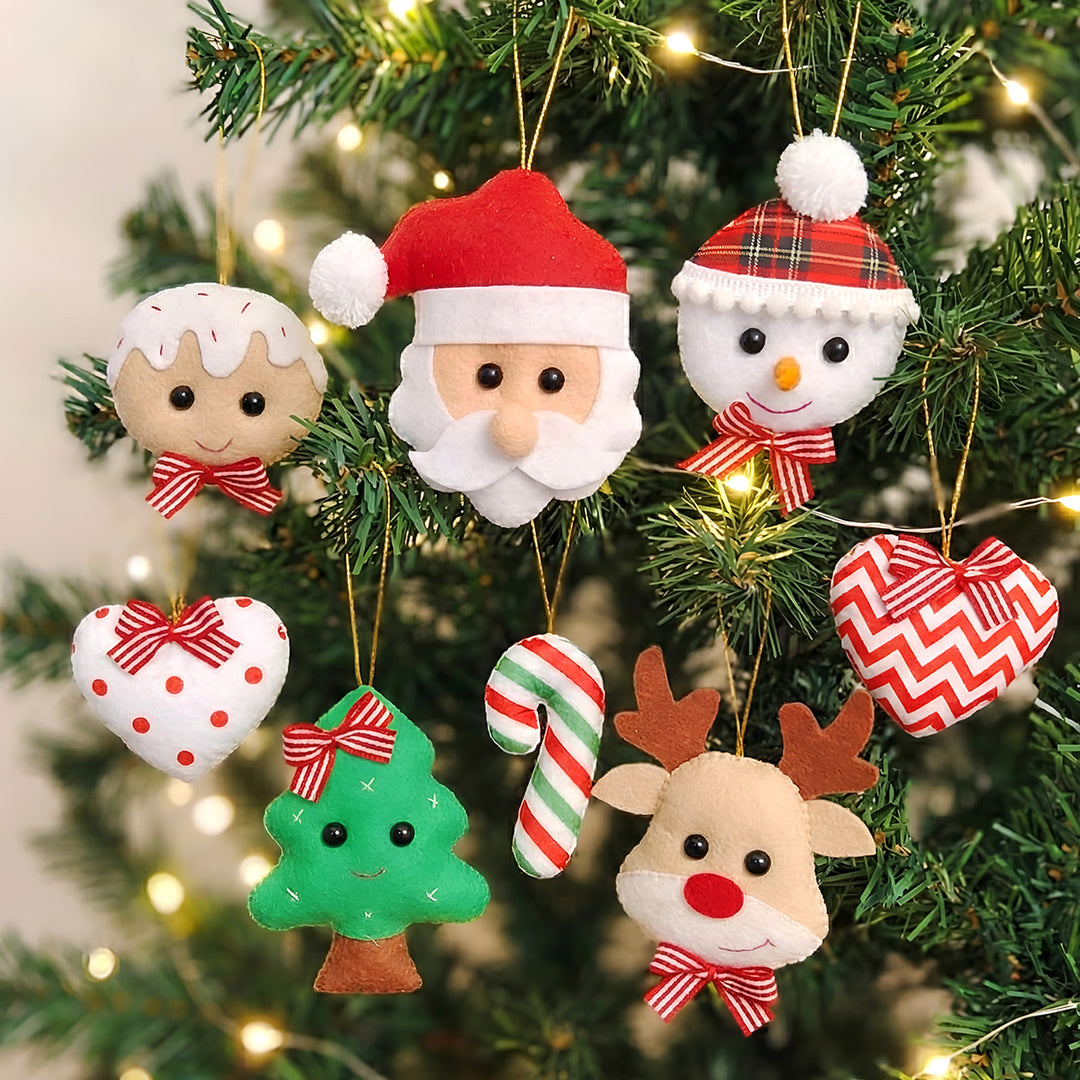 8 Pc | Handmade Felt Ornaments For Christmas Tree Decoration