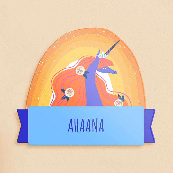 Personalized Magical Unicorn Theme Acrylic Kids Name Plate