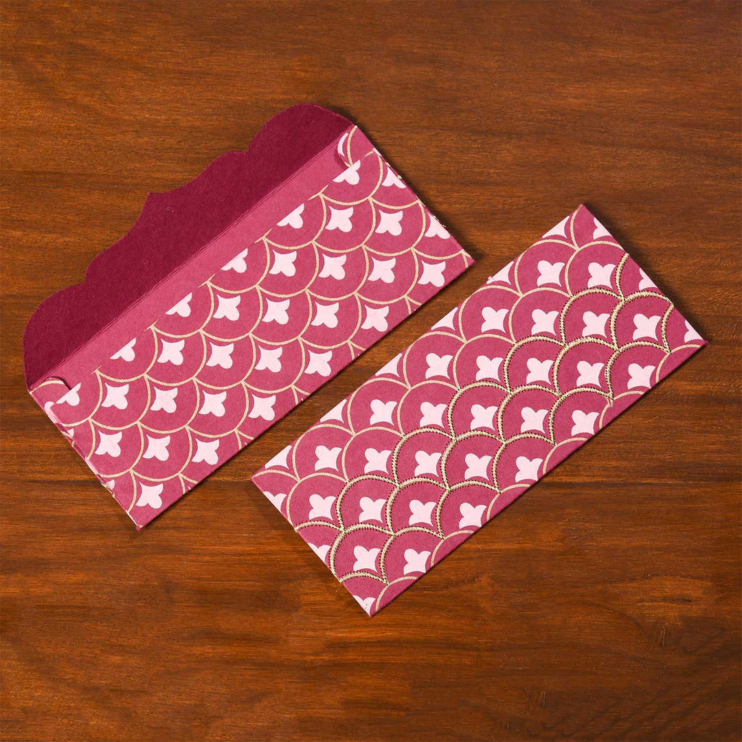 Handmade Embroidered Scallop Paper Envelopes | Set Of 10