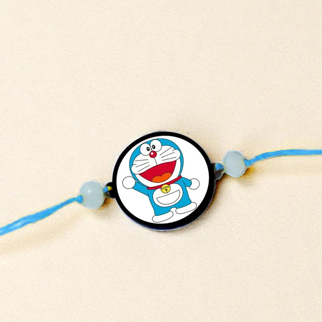 Handmade Doraemon Theme Kids Rakhi With Roli Chawal