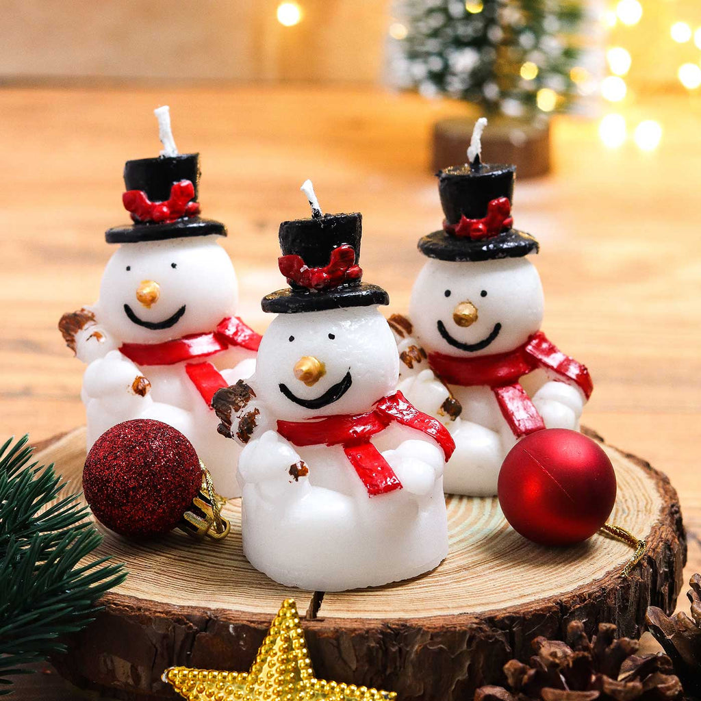Buy Handmade Snowman Wax Candle For Christmas Decoration | Set Of