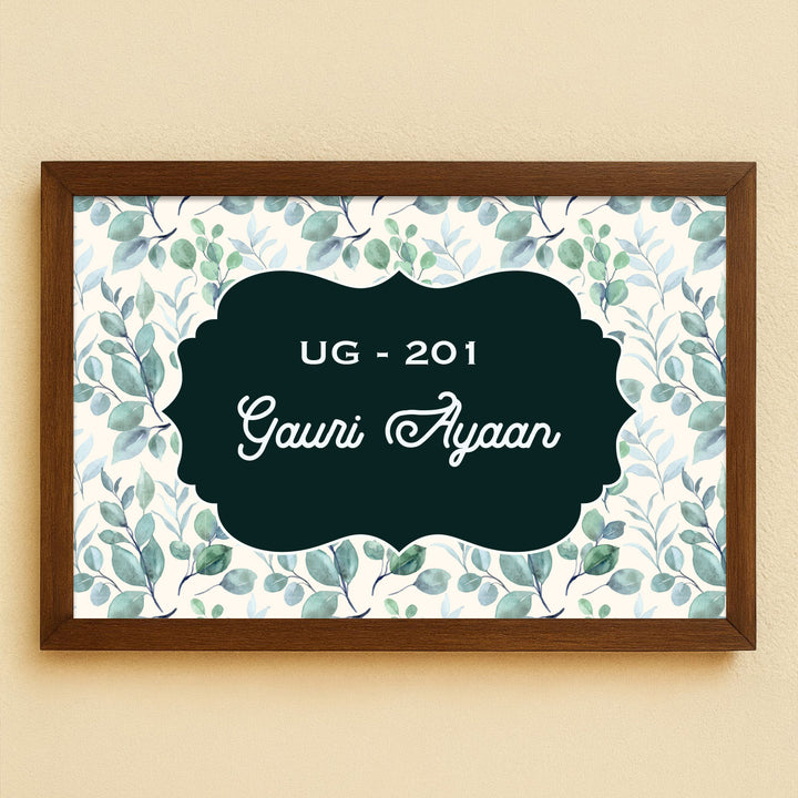 Personalized Botanic Printed Wooden & Acrylic Name Plate with 3D Letters