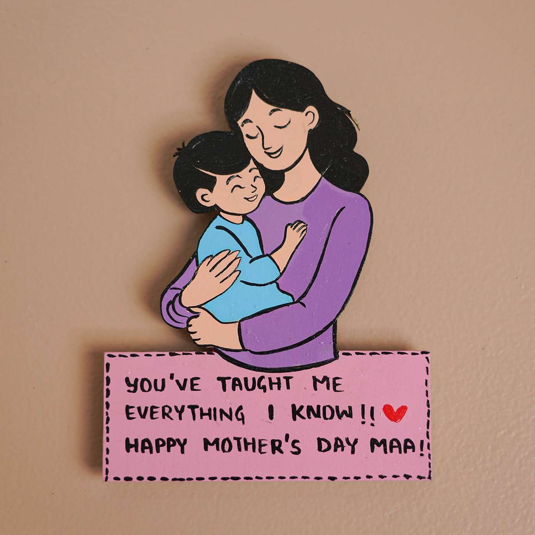 Personalized Caricature Cutout MDF Wood Fridge Magnet For Mothers