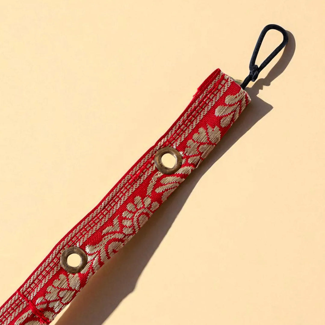 Red Diya Eco-Friendly Handmade Woven Bamboo Toran | 41 Inch x 7 Inch