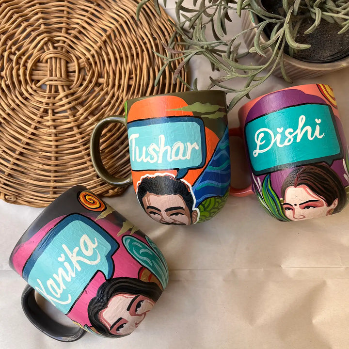 Photo Personalized Hand-Painted Pop Art Illustrated Caricature Rakhi Hamper | Includes 1 Mug, 1 Rakhi