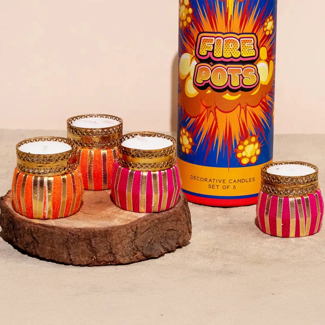 Assorted Handmade Gota Patti Decorative Tealight Holder | Set Of 4