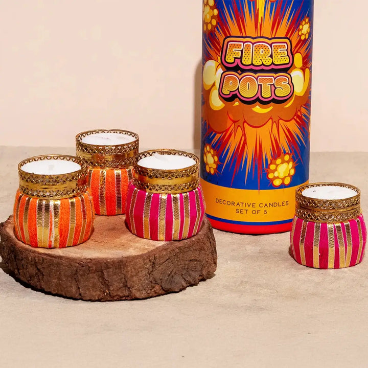 Assorted Handmade Gota Patti Decorative Tealight Holder | Set Of 4