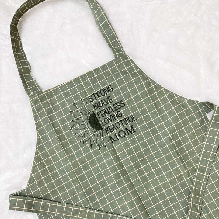 Personalized Embroidered Green Checkered Apron