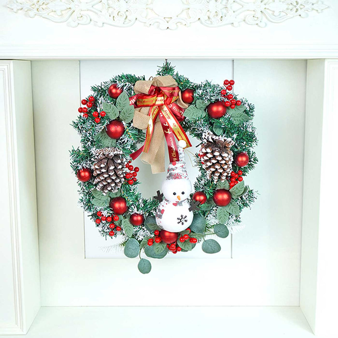 Frosty Bow Snowman Wreath For Christmas Wall Decoration