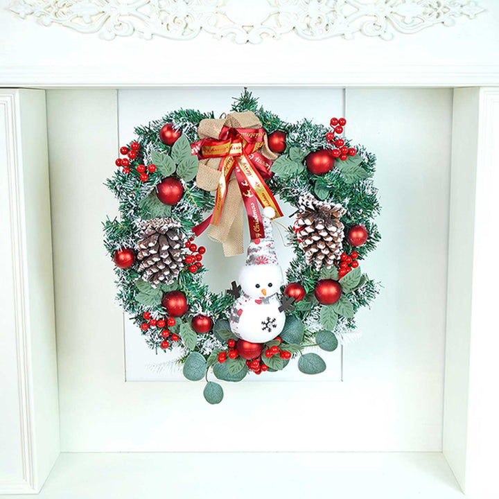 Frosty Bow Snowman Wreath For Christmas Wall Decoration