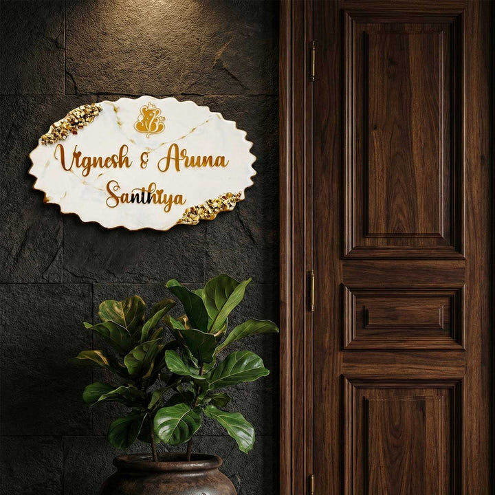 Personalized White Oval Resin Name Plate