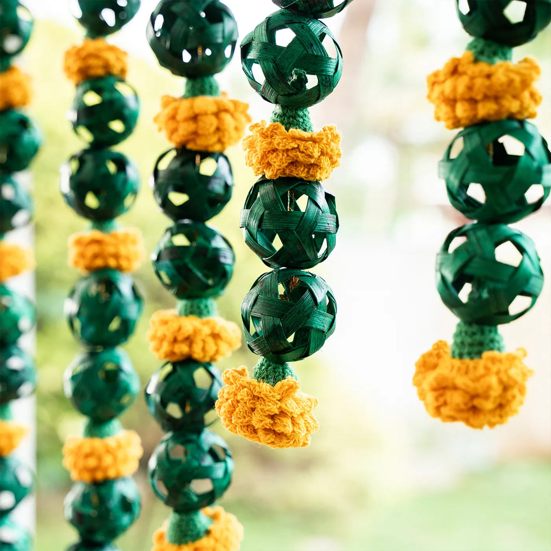 Marigold Eco-Friendly Handmade Woven Bamboo Hanging | 45 Inch x 2 Inch | Set Of 2