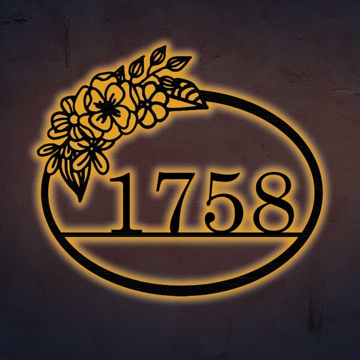 Personalized Laser Cut Floral Design Steel Name Plate