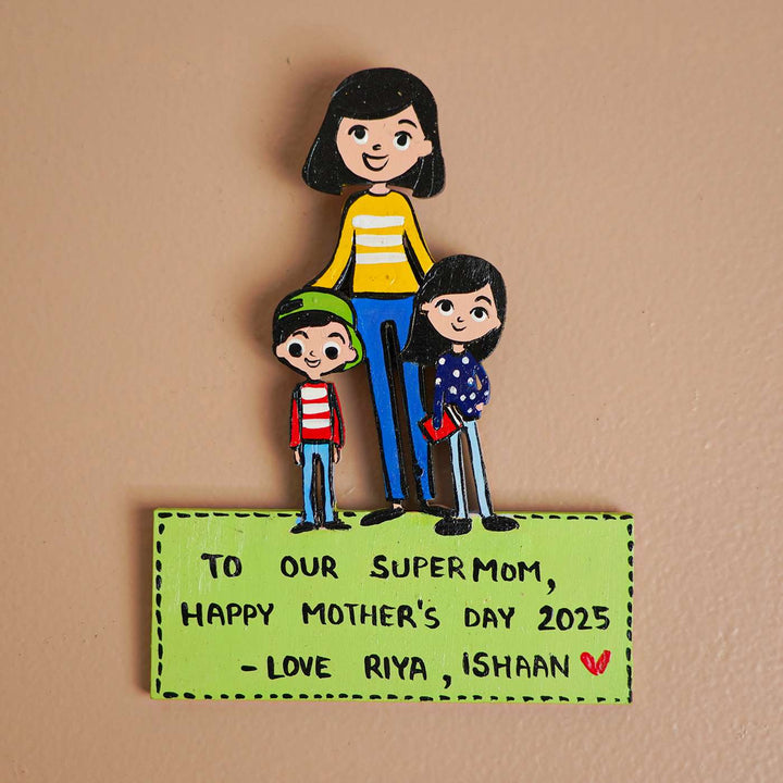 Personalized Caricature Cutout MDF Wood Fridge Magnet For Mothers