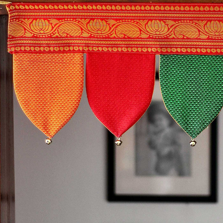 Handcrafted Traditional Multicolour Silk Fabric Toran for Festive Decor