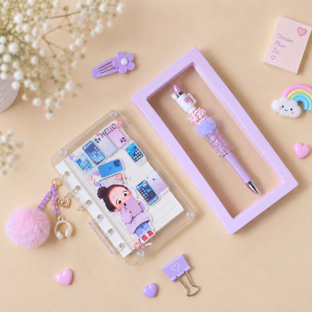 "Tech Girl" Themed Diary & Pen Stationery Set For Kids