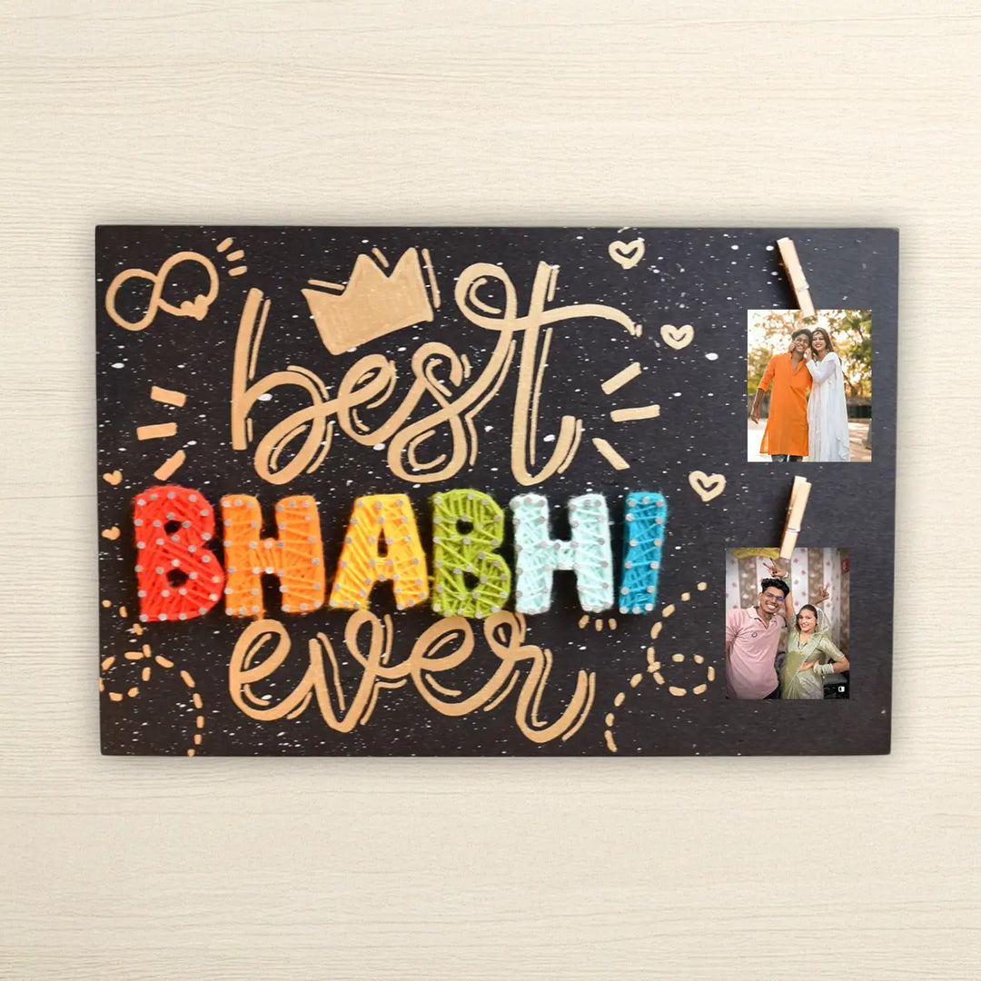 Handmade String Art "Best Bhabhi Ever" Mdf Wood Decorative Plaque