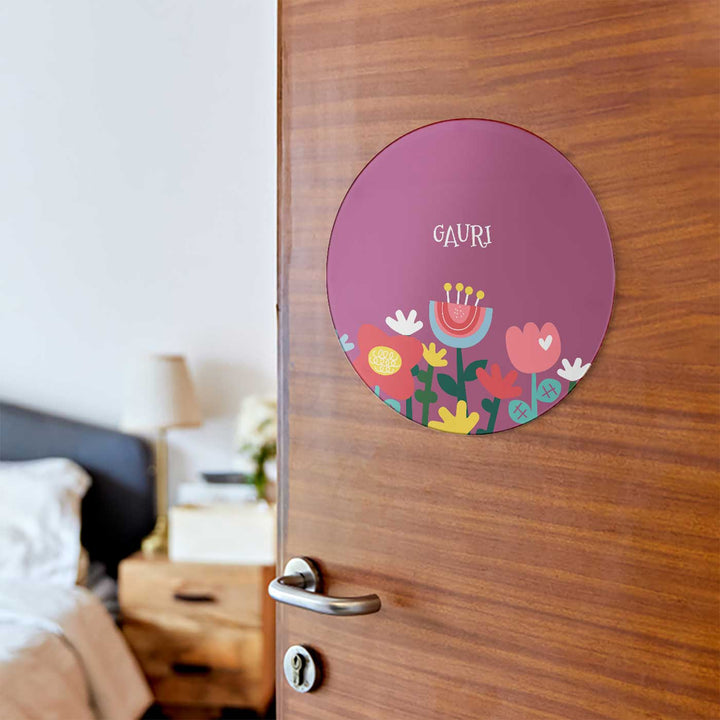 Personalized Flower Power Theme Acrylic Kids Name Plate