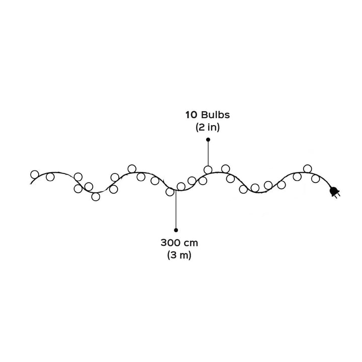 3M, 10 Bulbs | Handmade Sholapith String White And Red Fairy Light