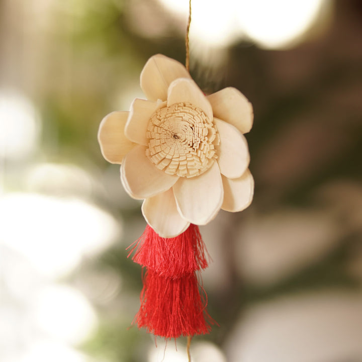 2 Pc | 48 Inch | White Shola Christmas Door Hanging With Lights