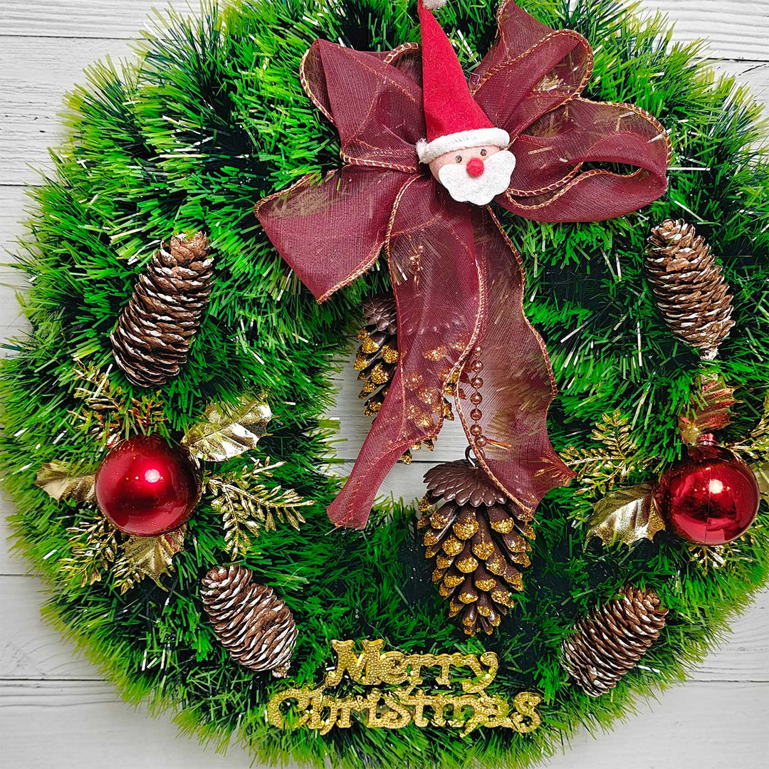 Handmade Crimson Pine Plastic Wreath