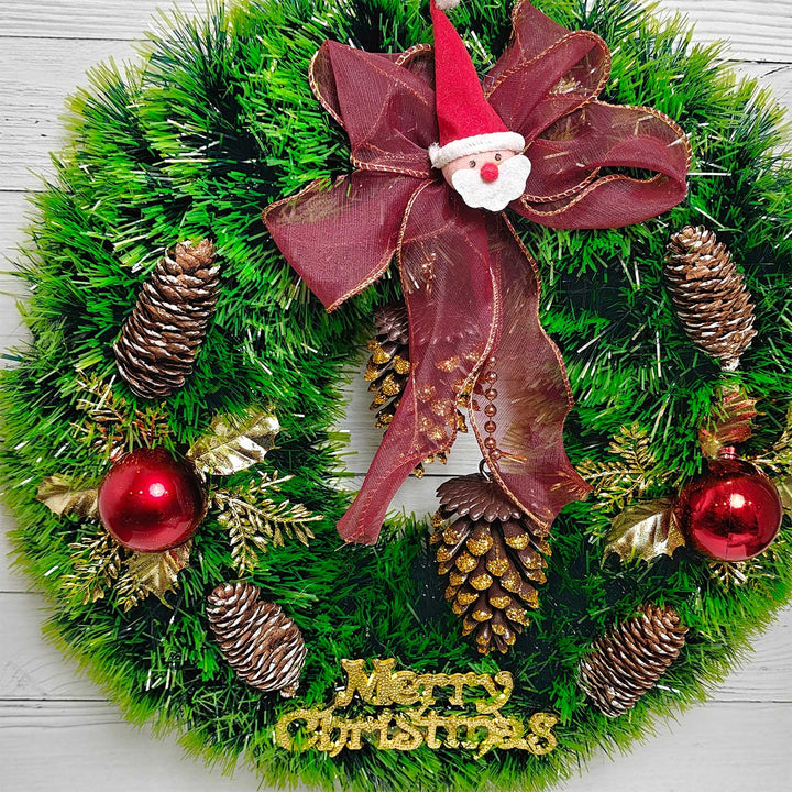 Handmade Crimson Pine Plastic Wreath