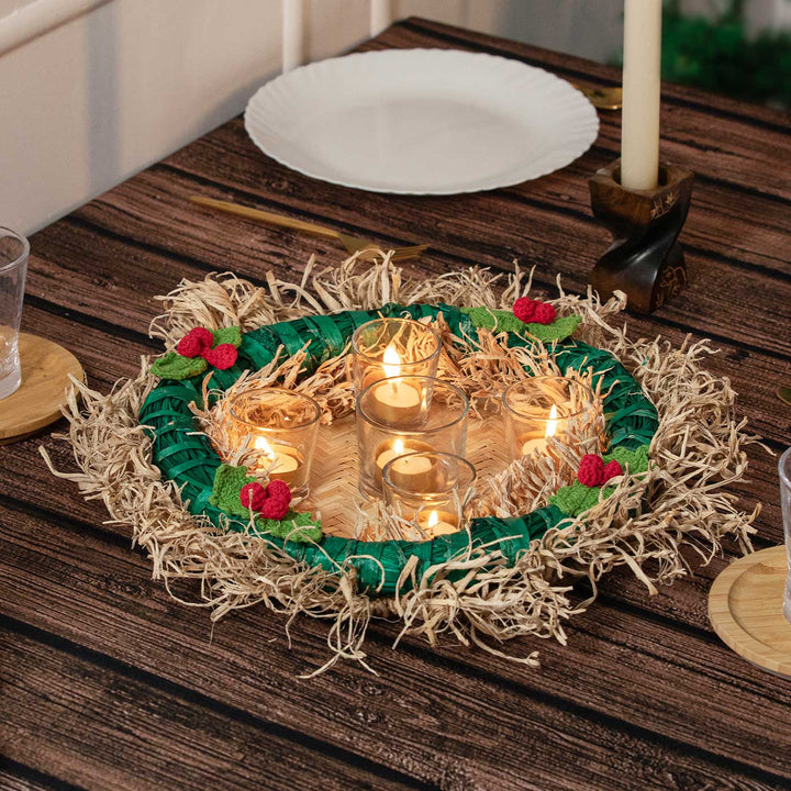 Ecofriendly Centerpiece Banana Wreath With Candle Holder