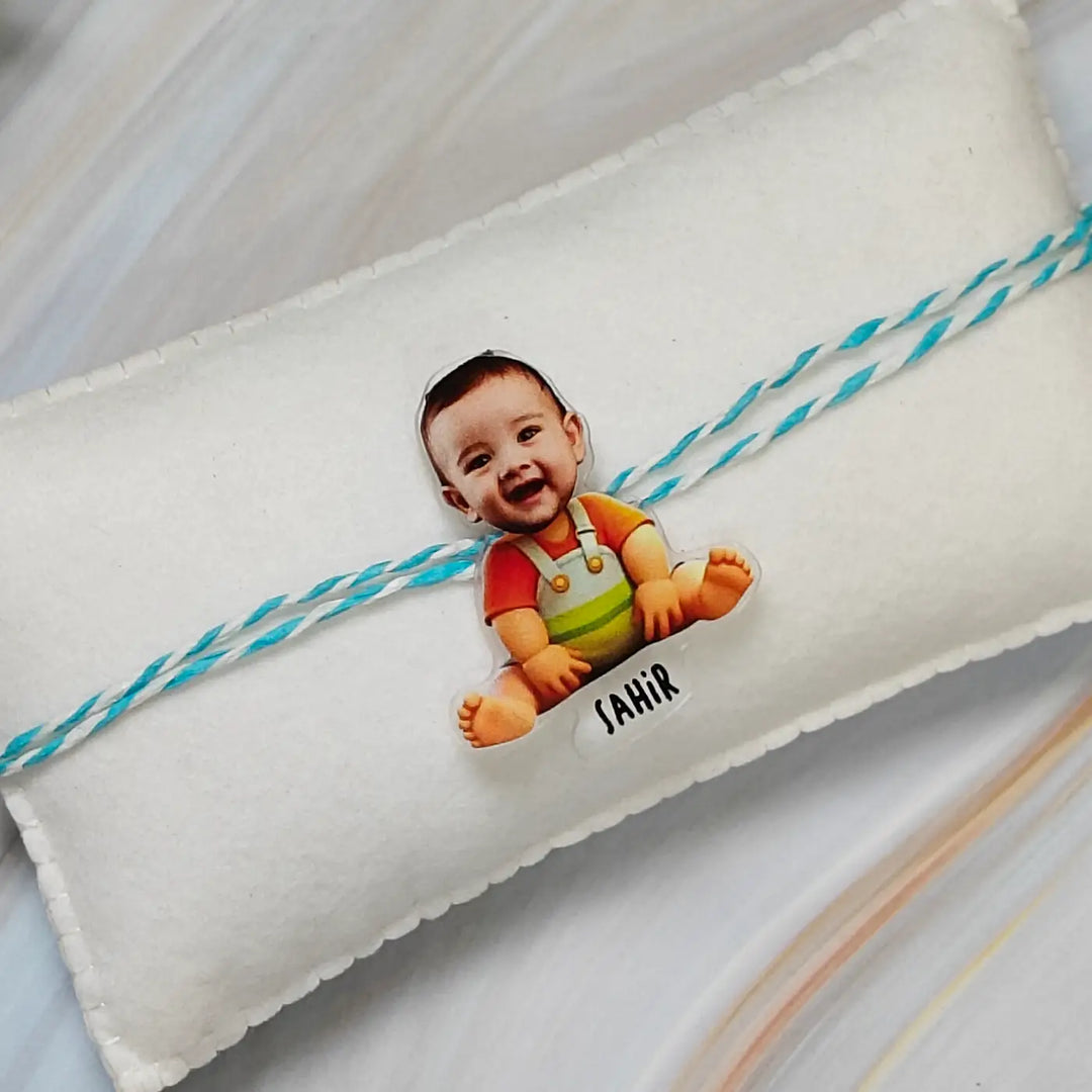 Photo Personalized Reusable Caricature Cute Baby Acrylic Rakhi