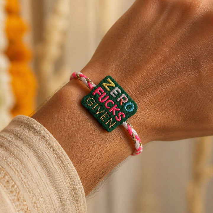 Handmade "Zero Fucks Given" Felt Rakhi For Brother