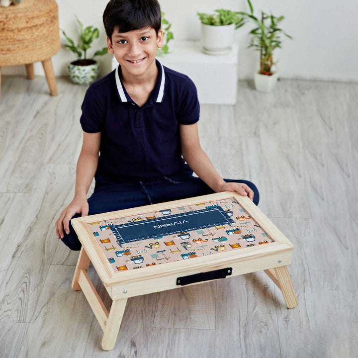 Personalized Construction Site Theme Wooden Foldable Desk